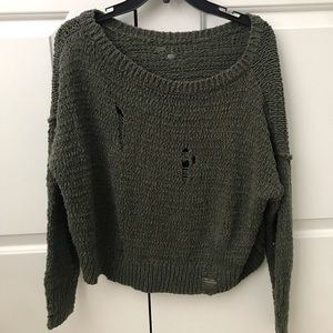 Wideneck distressed sweater